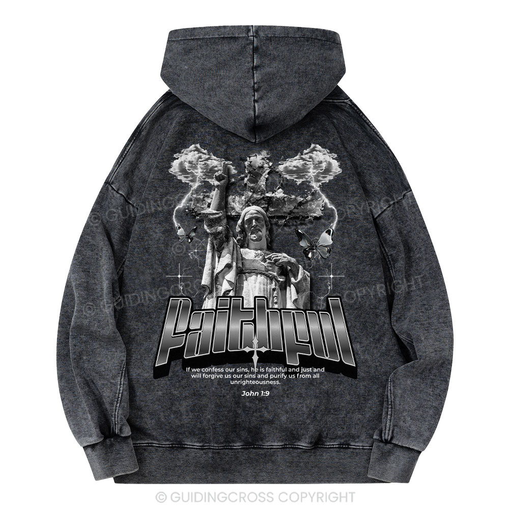 Faithful Christian Washed Hoodie