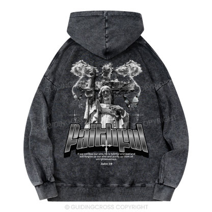 Faithful Christian Washed Hoodie