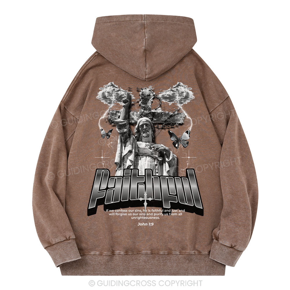 Faithful Christian Washed Hoodie