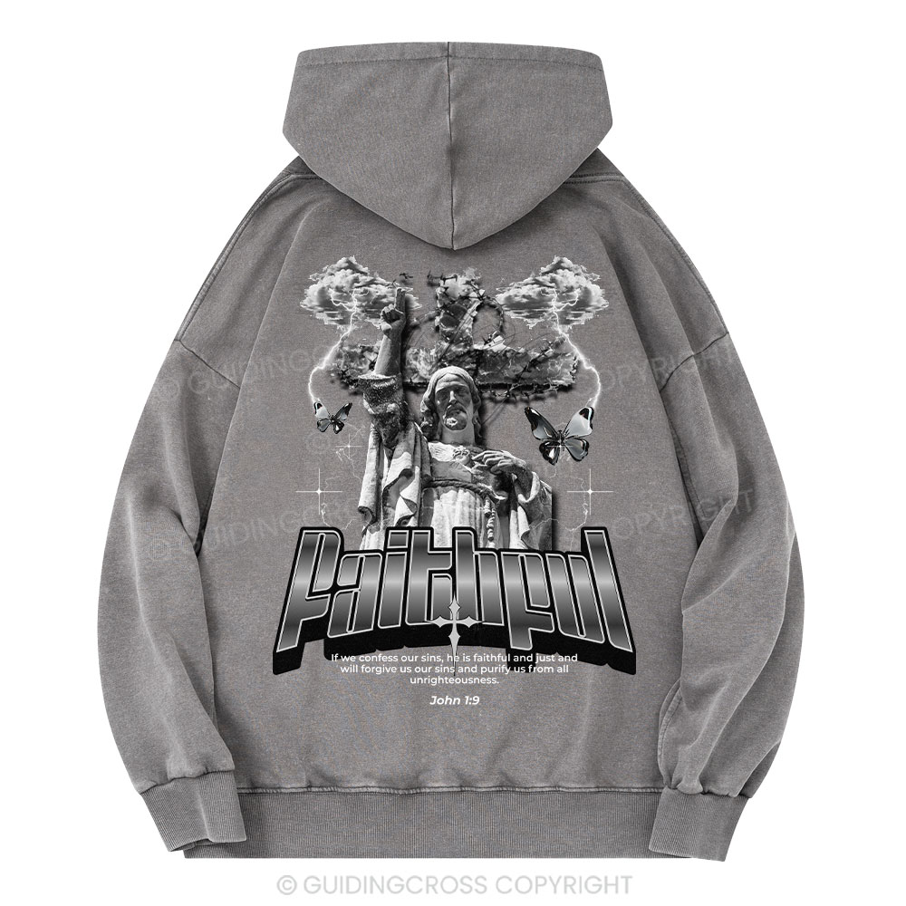Faithful Christian Washed Hoodie