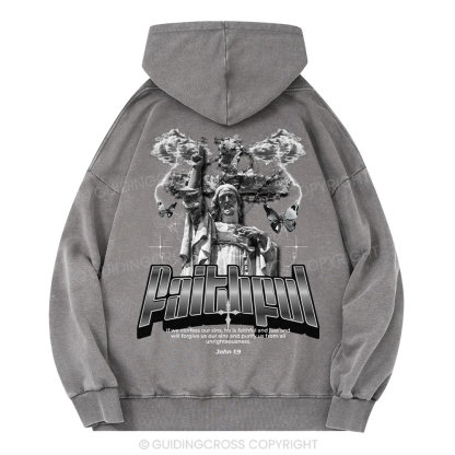 Faithful Christian Washed Hoodie
