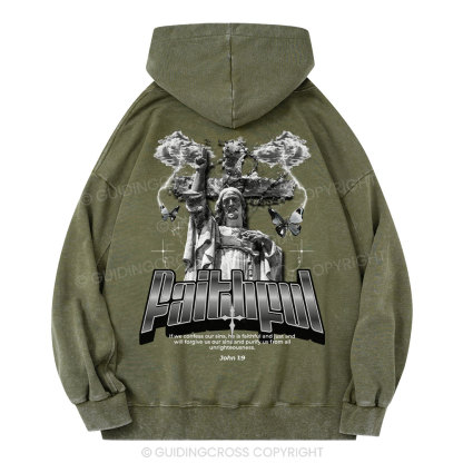 Faithful Christian Washed Hoodie
