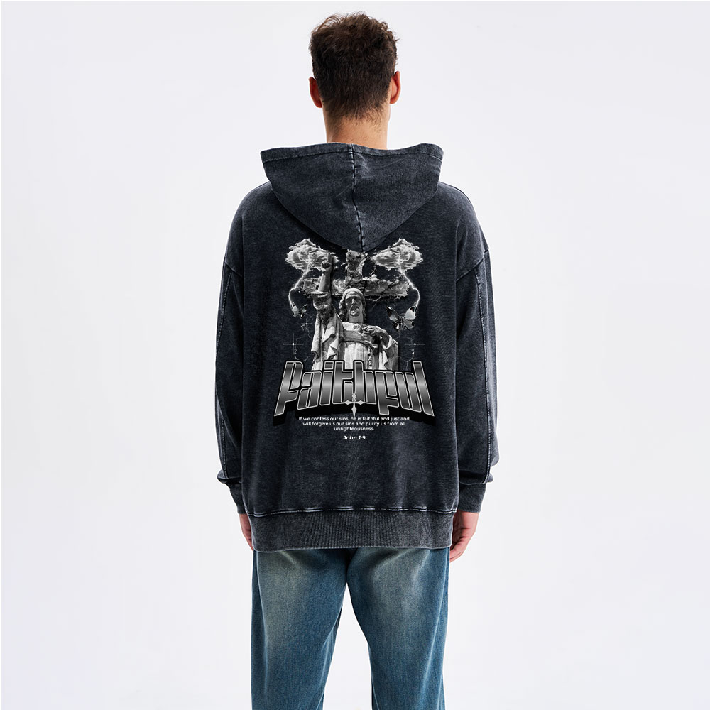 Faithful Christian Washed Hoodie