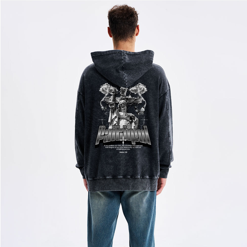 Faithful Christian Washed Hoodie