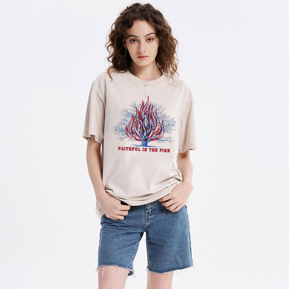 Faithful In The Fire Christian Washed T-Shirt
