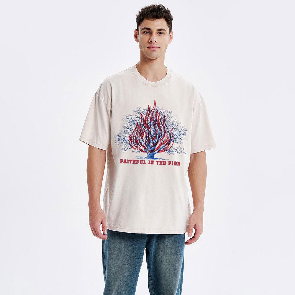 Faithful In The Fire Christian Washed T-Shirt