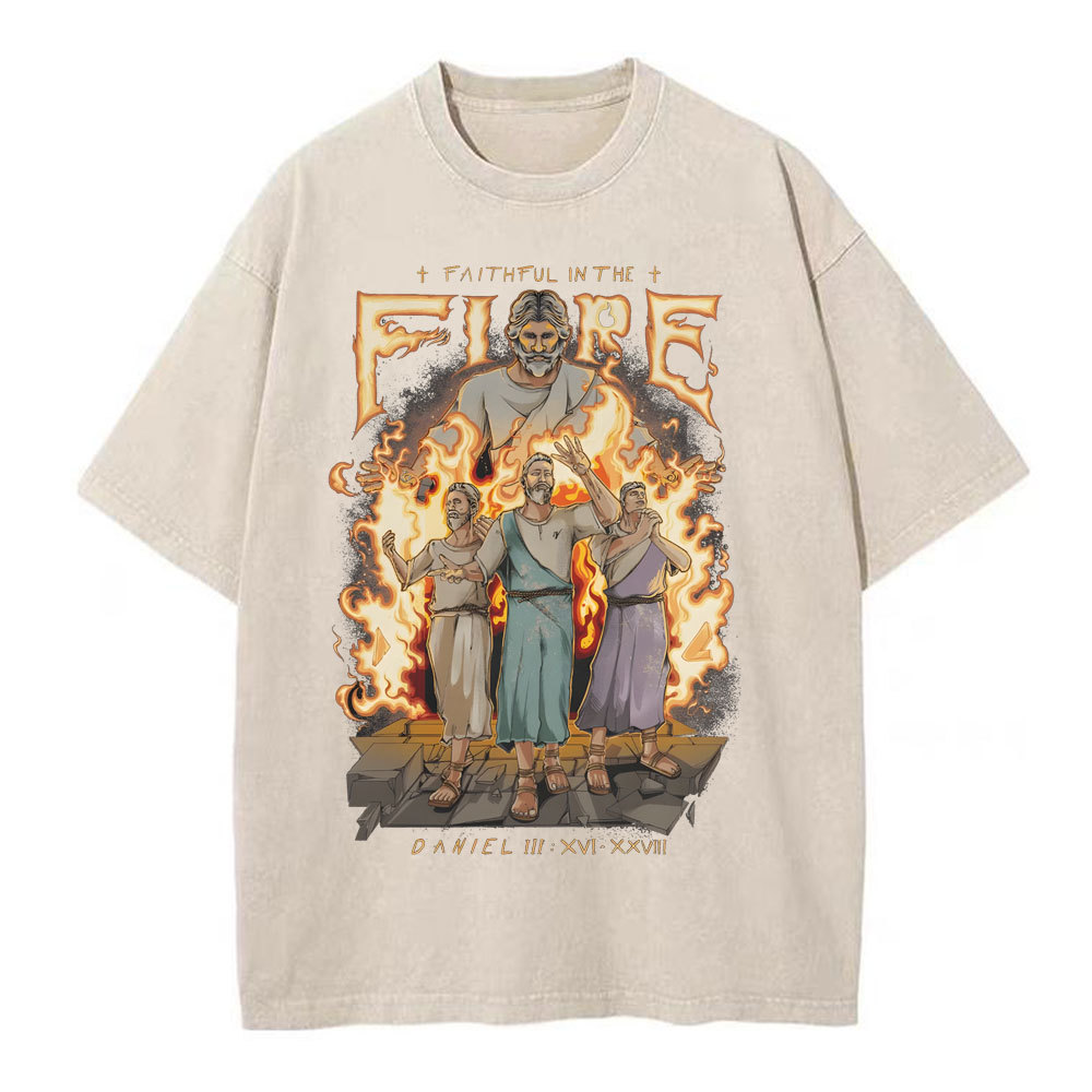 Faithful In The Fire Christian Washed T-Shirt