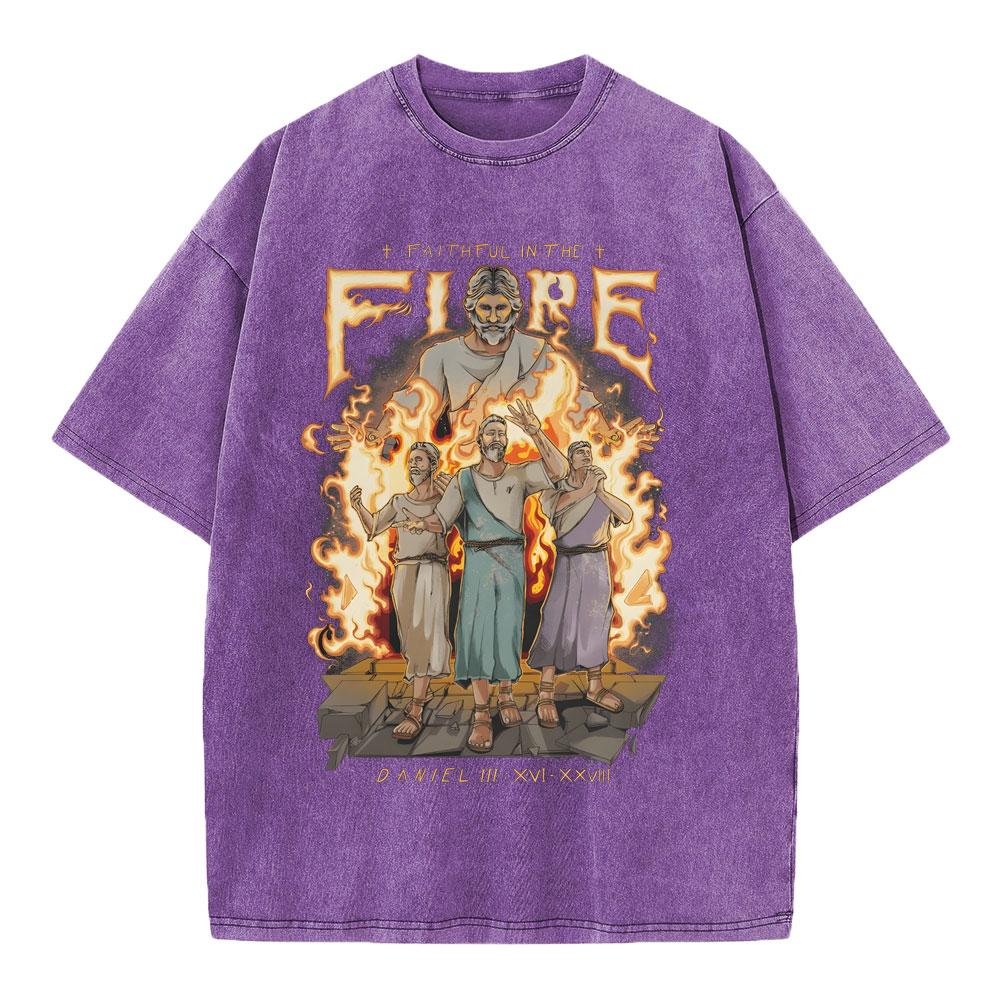 Faithful In The Fire Christian Washed T-Shirt
