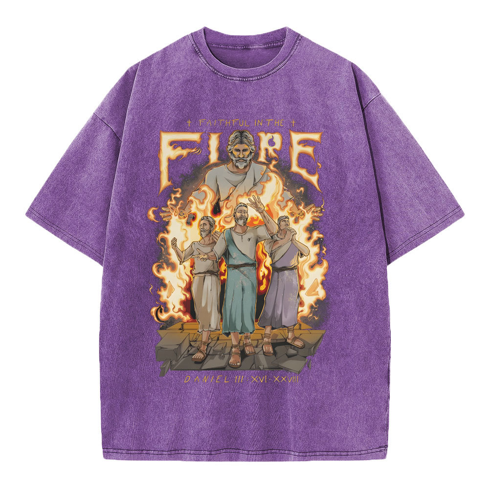 Faithful In The Fire Christian Washed T-Shirt