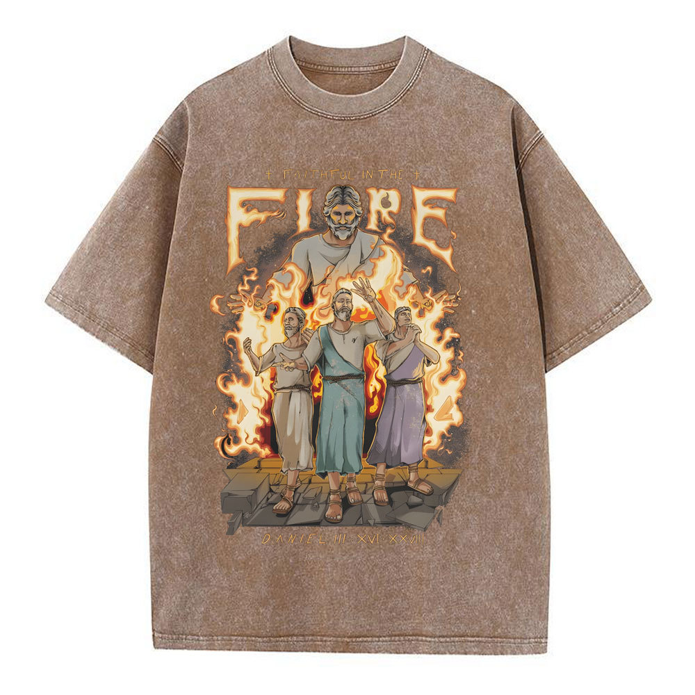 Faithful In The Fire Christian Washed T-Shirt