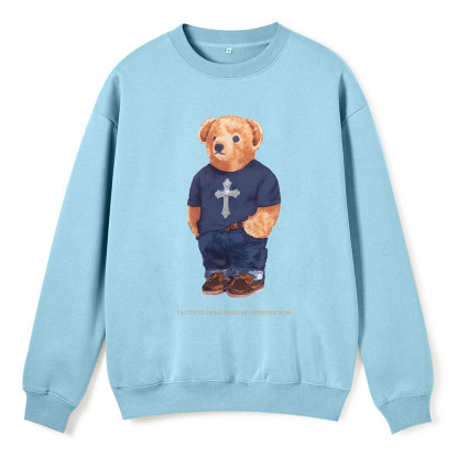 Faithful Polo Bear By Guidingcross Christian Fleece Sweatshirt