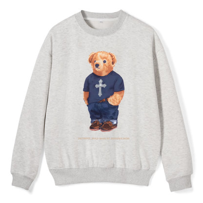 Faithful Polo Bear By Guidingcross Christian Fleece Sweatshirt