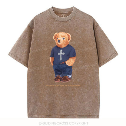 Faithful Polo Bear By Guidingcross Christian Washed T-Shirt