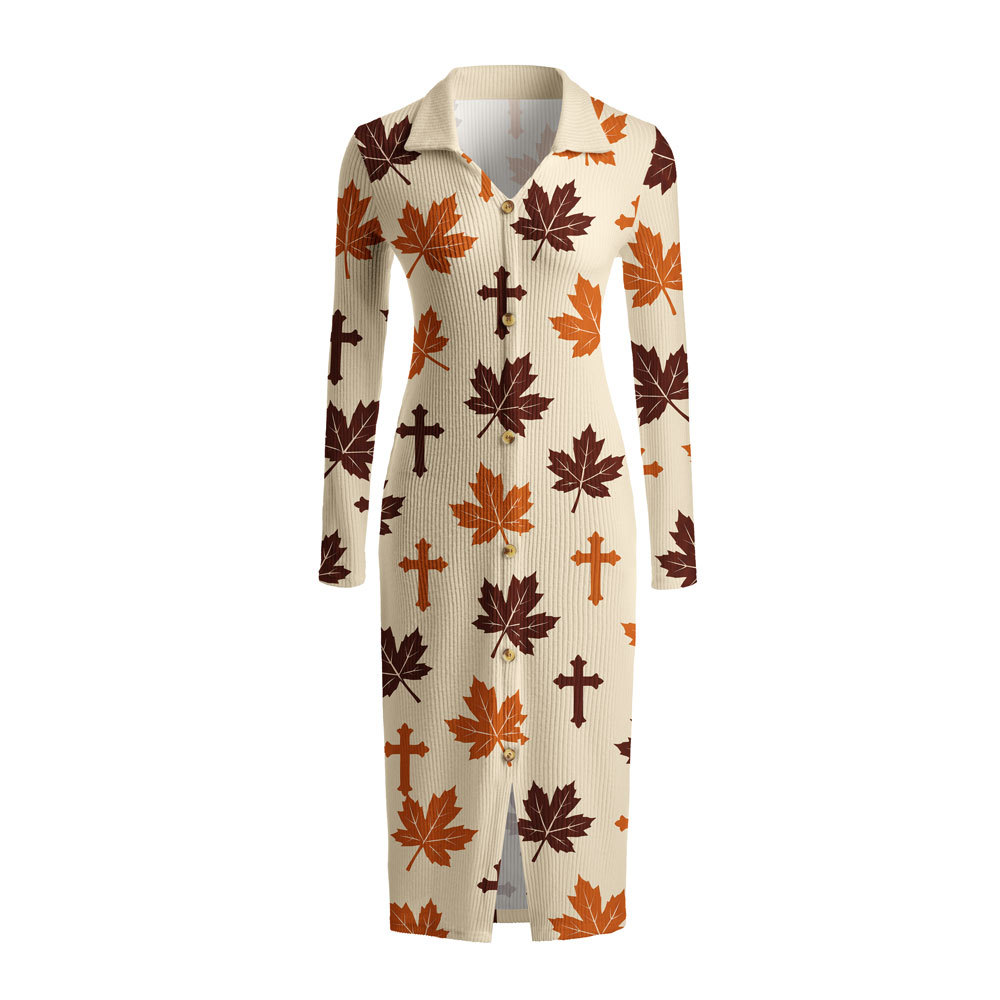 Fall For Jesus Christian Ribbed Knit Midi Dress