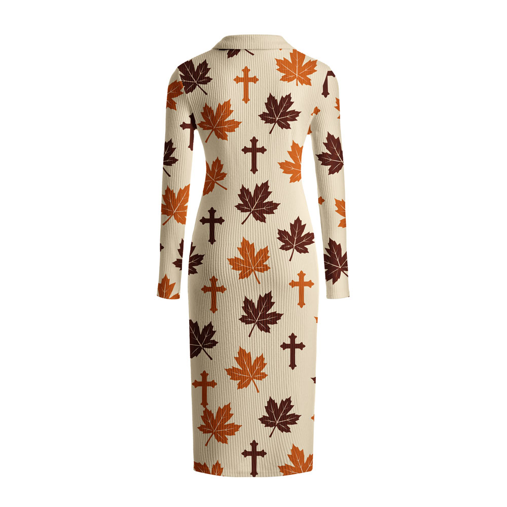 Fall For Jesus Christian Ribbed Knit Midi Dress