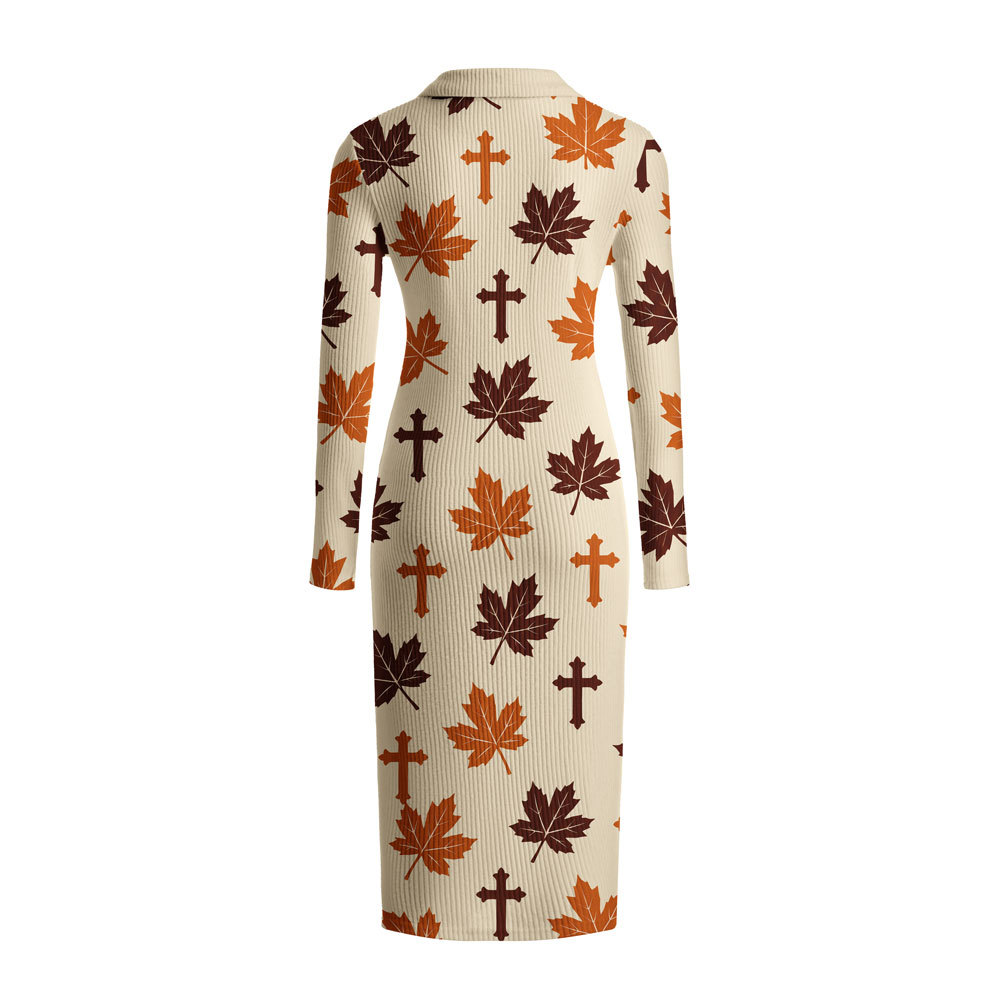 Fall For Jesus Christian Ribbed Knit Midi Dress