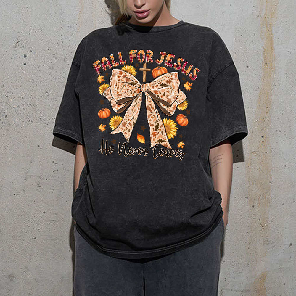 Fall For Jesus Christian Washed T-Shirt