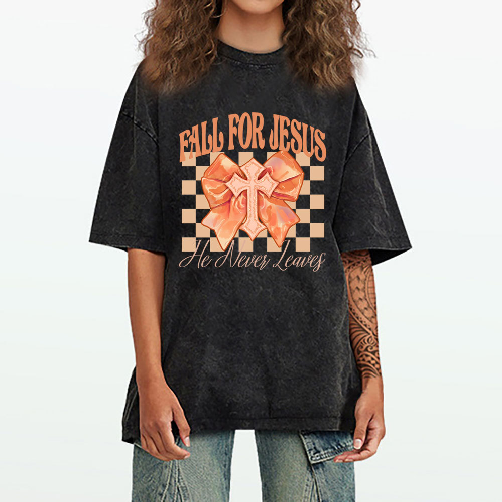 Fall For Jesus Christian Washed T-Shirt
