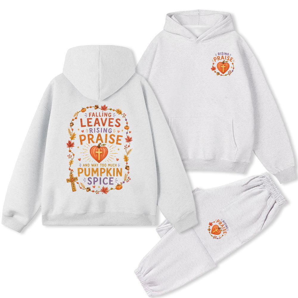 Falling Leave Rising Praise Christian Premium Fleece Hoodie Set