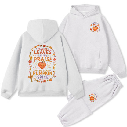 Falling Leave Rising Praise Christian Premium Fleece Hoodie Set