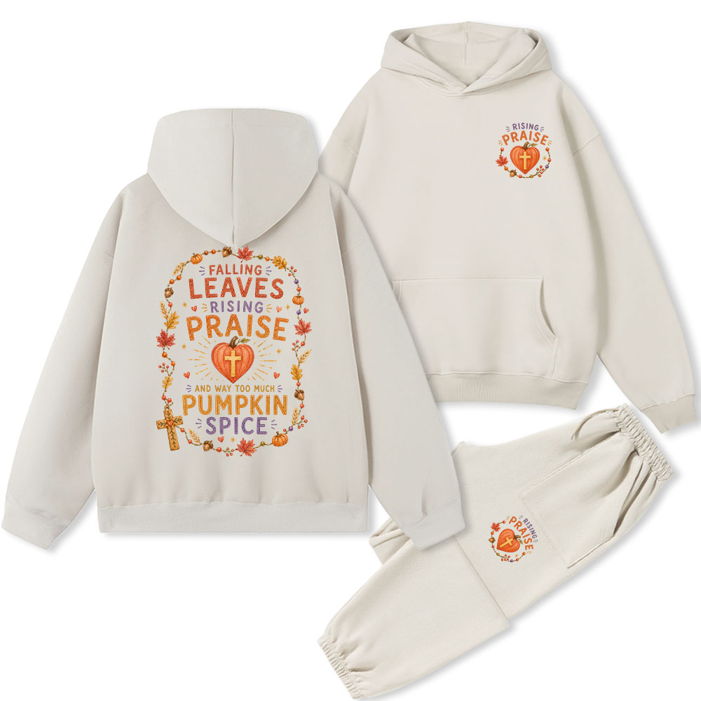 Falling Leave Rising Praise Christian Premium Fleece Hoodie Set