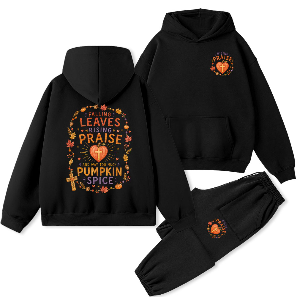 Falling Leave Rising Praise Christian Premium Fleece Hoodie Set