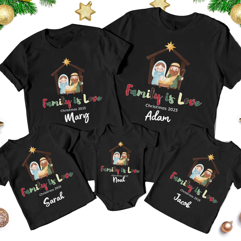 Family Is Love Christmas Christian Family Matching Shirts
