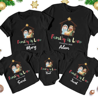 Family Is Love Christmas Christian Family Matching Shirts