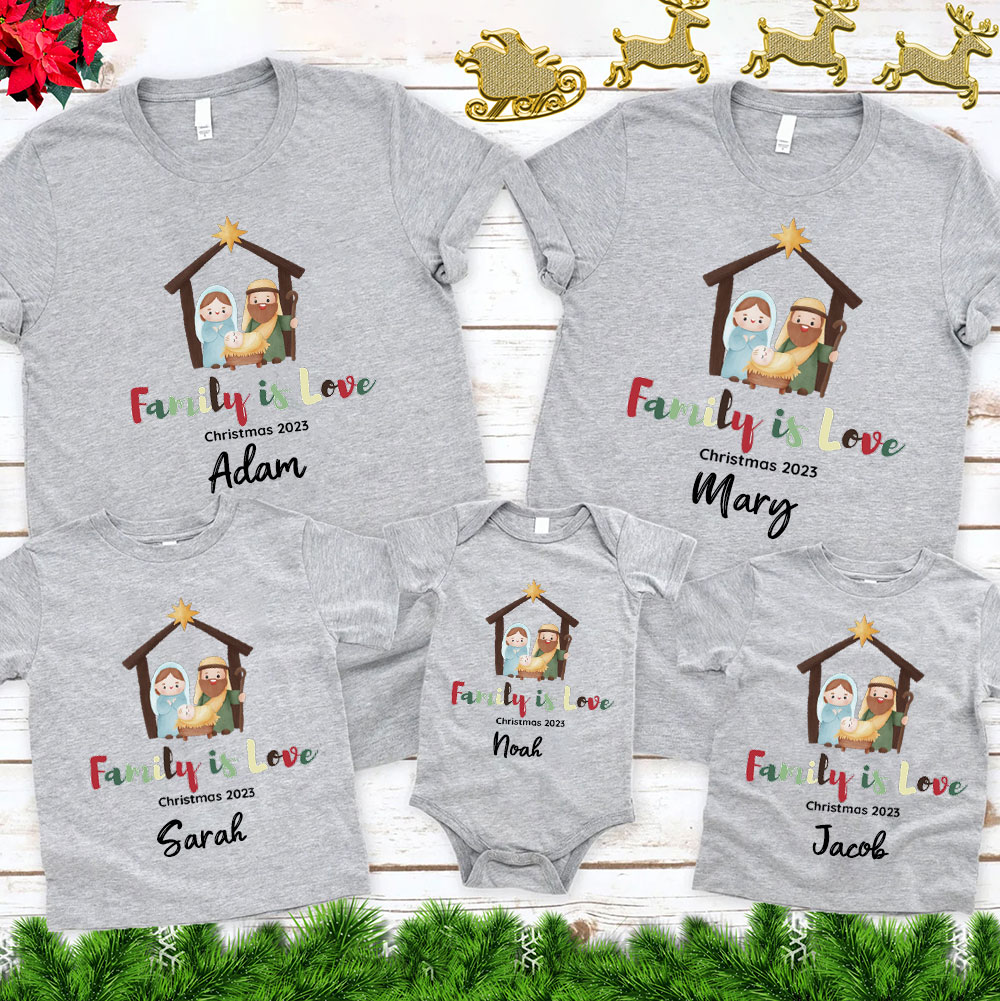 Family Is Love Christmas Christian Family Matching Shirts