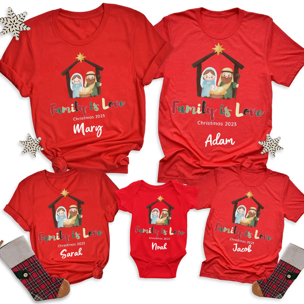 Family Is Love Christmas Christian Family Matching Shirts