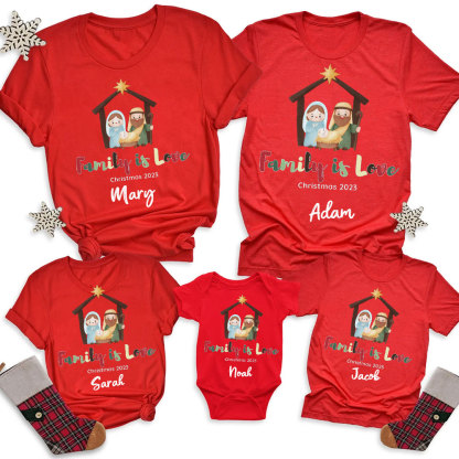 Family Is Love Christmas Christian Family Matching Shirts