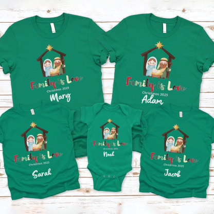 Family Is Love Christmas Christian Family Matching Shirts