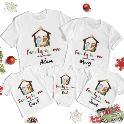 Family Is Love Christmas Christian Family Matching Shirts