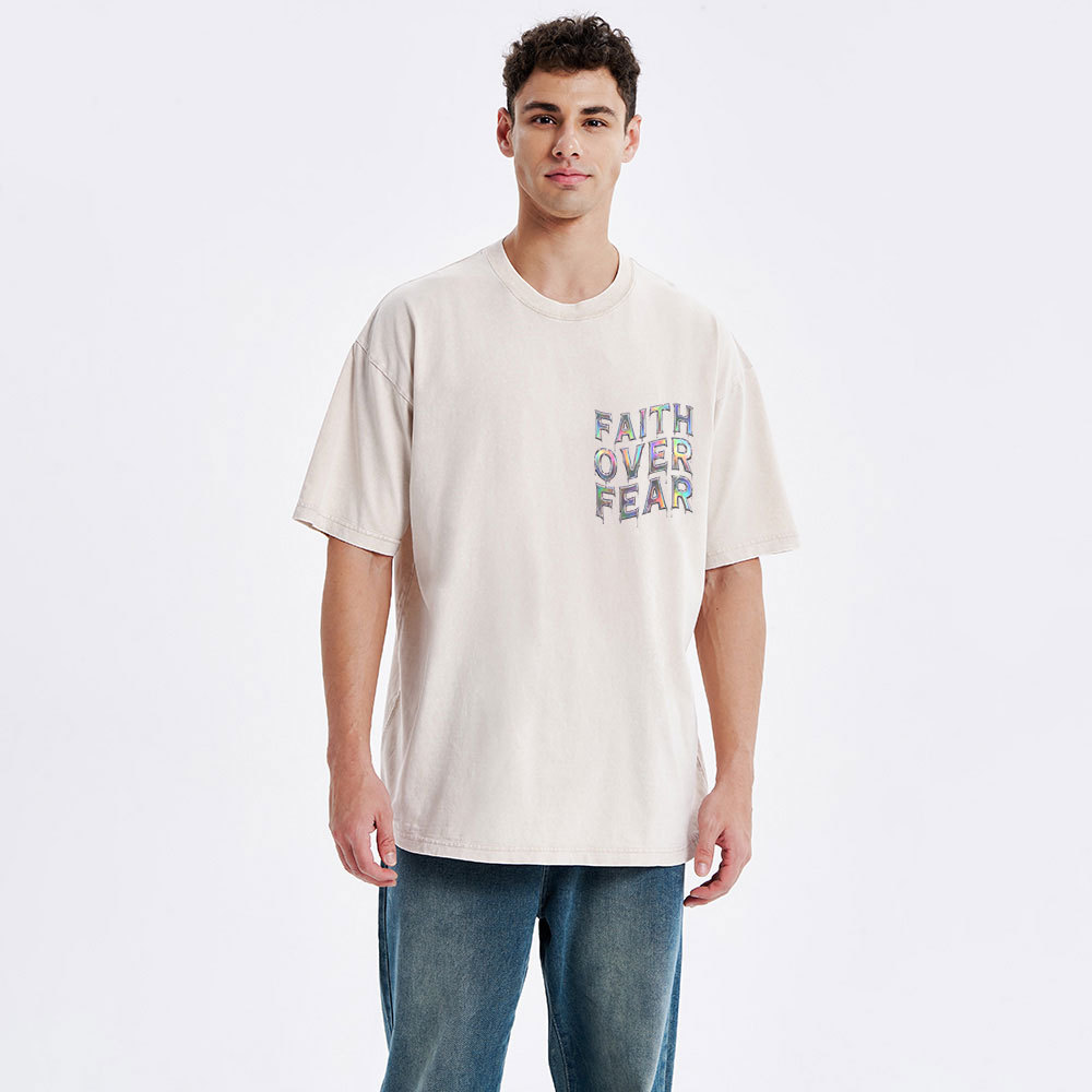 Fantaistic Faith Over Fear Christian Washed T-Shirt