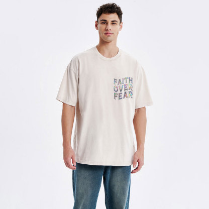 Fantaistic Faith Over Fear Christian Washed T-Shirt
