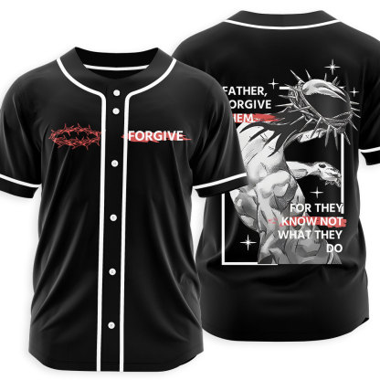 Father, Forgiven Them Christian Black Baseball Jersey