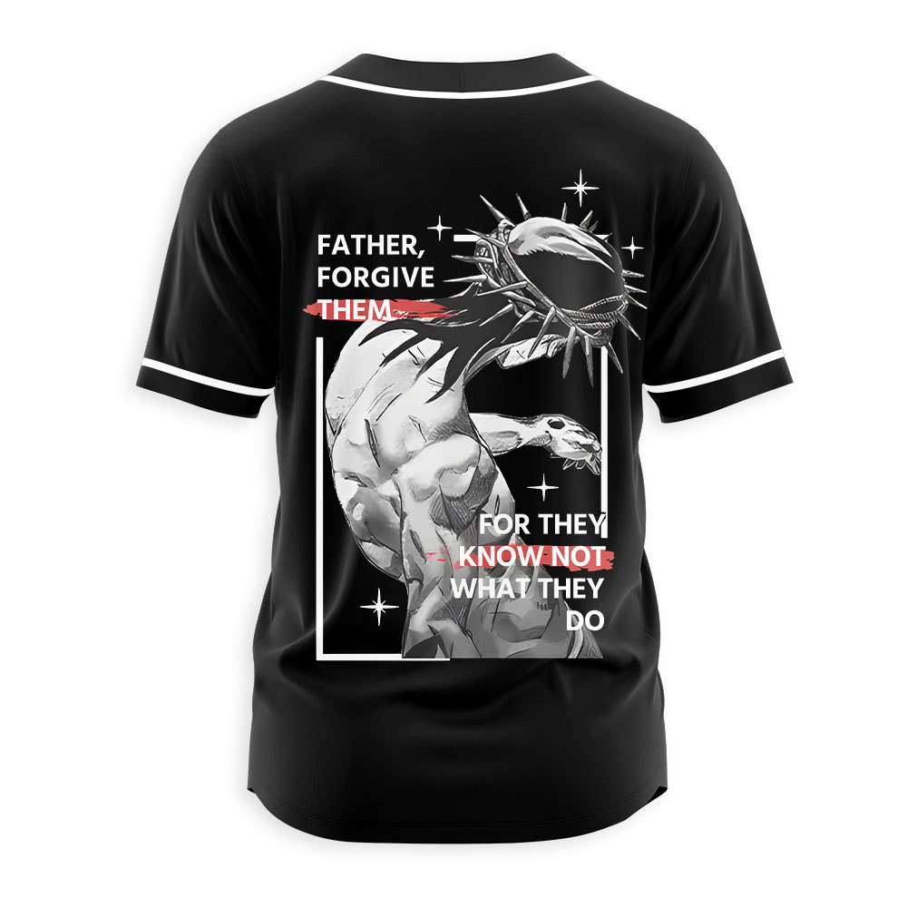 Father, Forgiven Them Christian Black Baseball Jersey