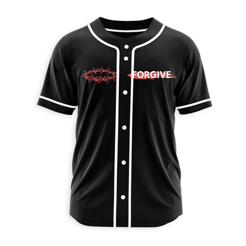 Father, Forgiven Them Christian Black Baseball Jersey
