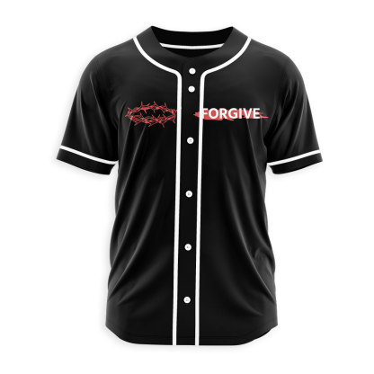 Father, Forgiven Them Christian Black Baseball Jersey