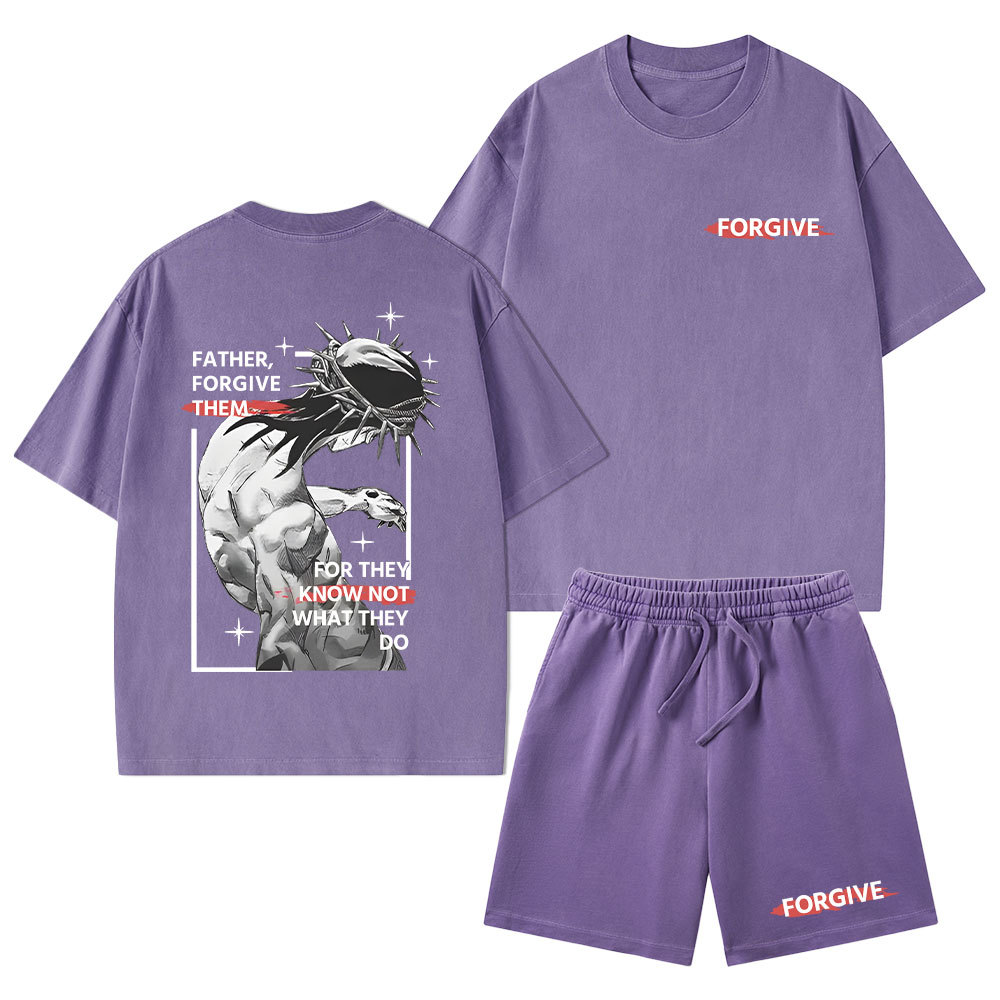 Father, Forgiven Them Christian Washed T-Shirt & Shorts