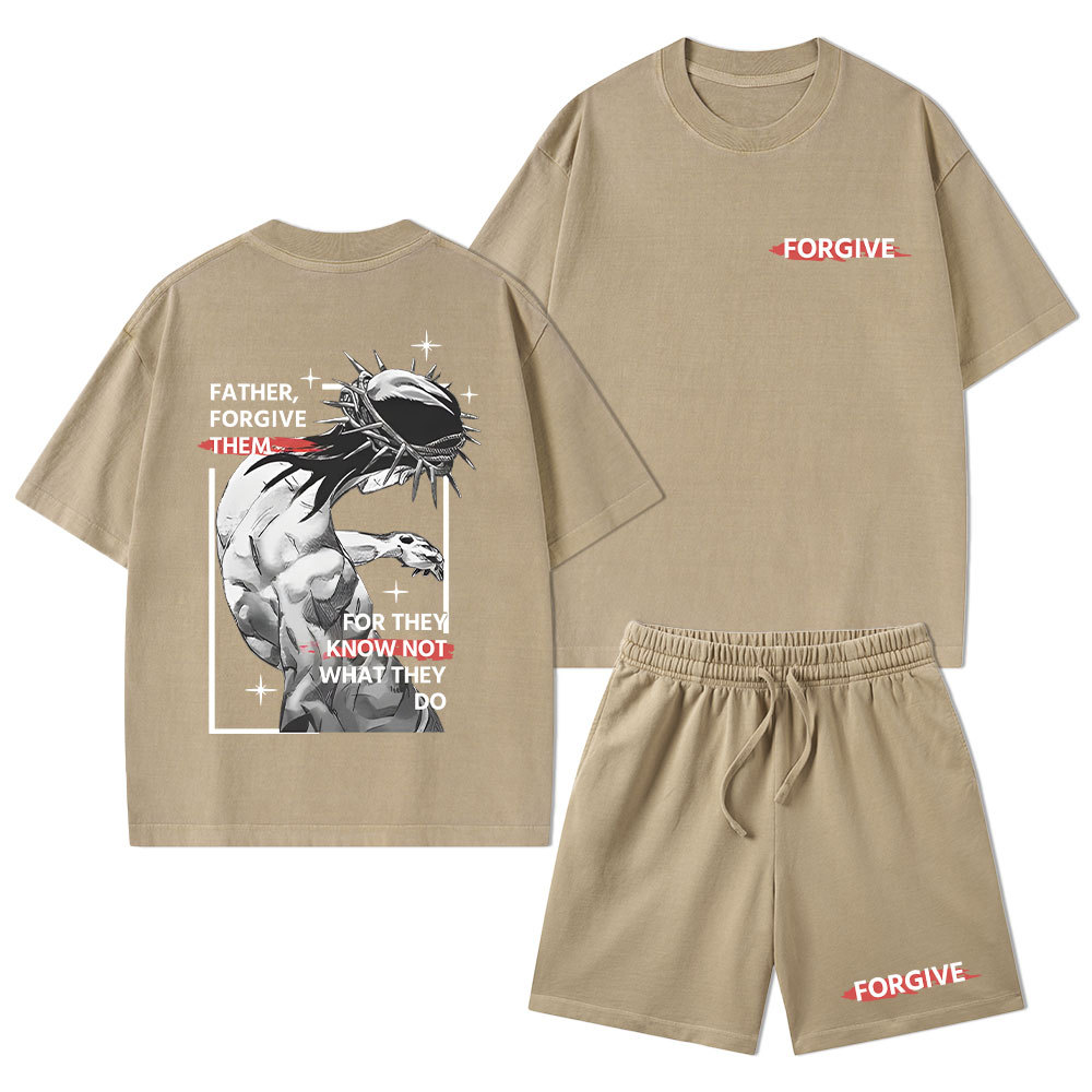 Father, Forgiven Them Christian Washed T-Shirt & Shorts