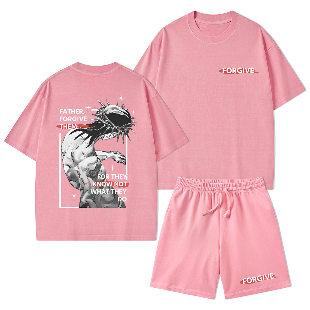 Father, Forgiven Them Christian Washed T-Shirt & Shorts