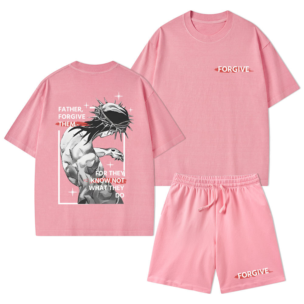 Father, Forgiven Them Christian Washed T-Shirt & Shorts