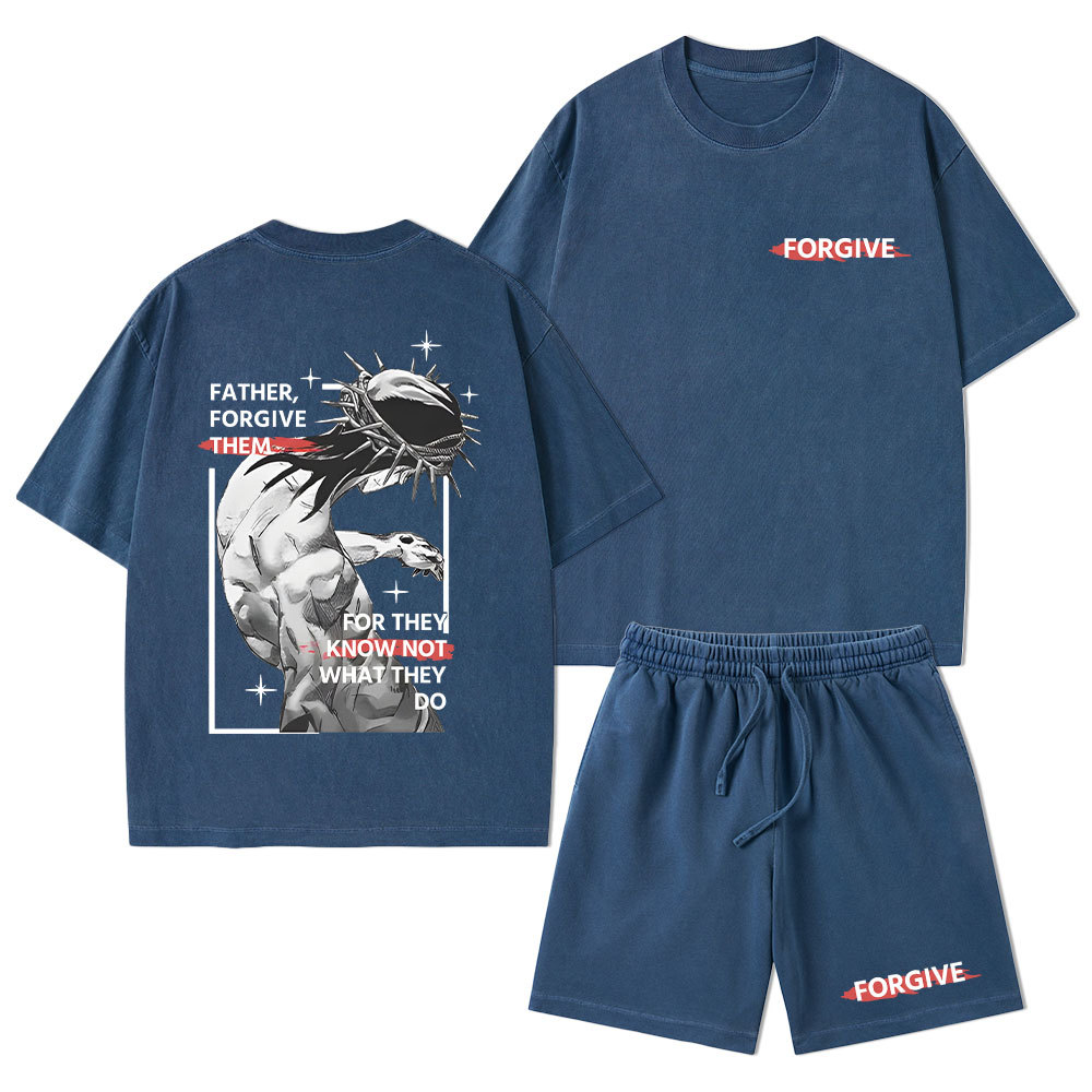 Father, Forgiven Them Christian Washed T-Shirt & Shorts