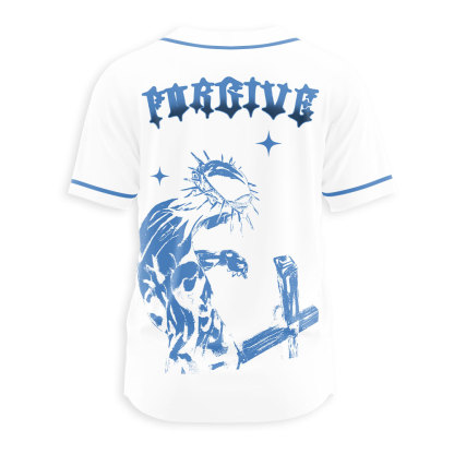 Father, Forgiven Them Christian White Baseball Jersey
