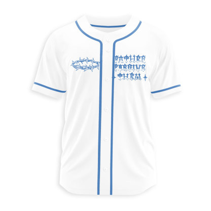 Father, Forgiven Them Christian White Baseball Jersey