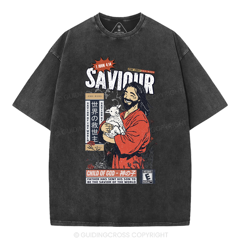 Father Has Sent His Son To Be The Saviour Of The World Christian Washed T-Shirt
