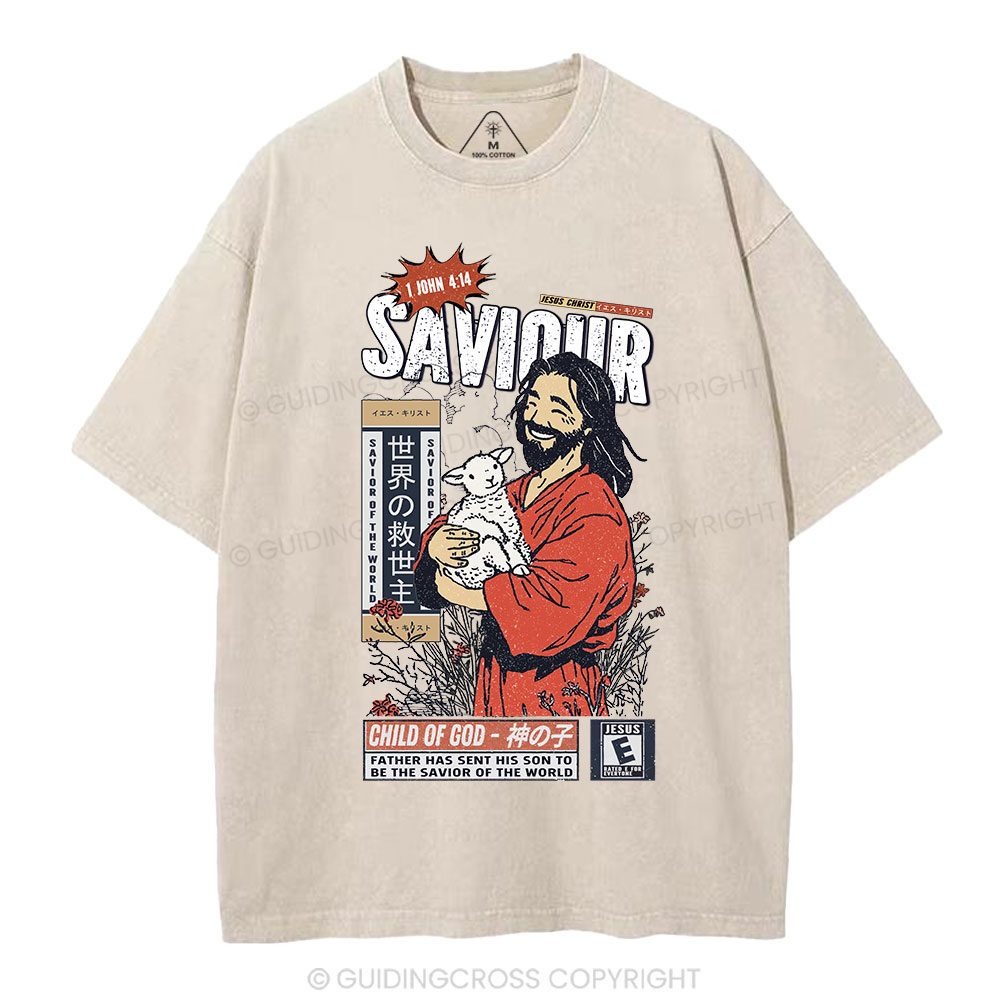 Father Has Sent His Son To Be The Saviour Of The World Christian Washed T-Shirt
