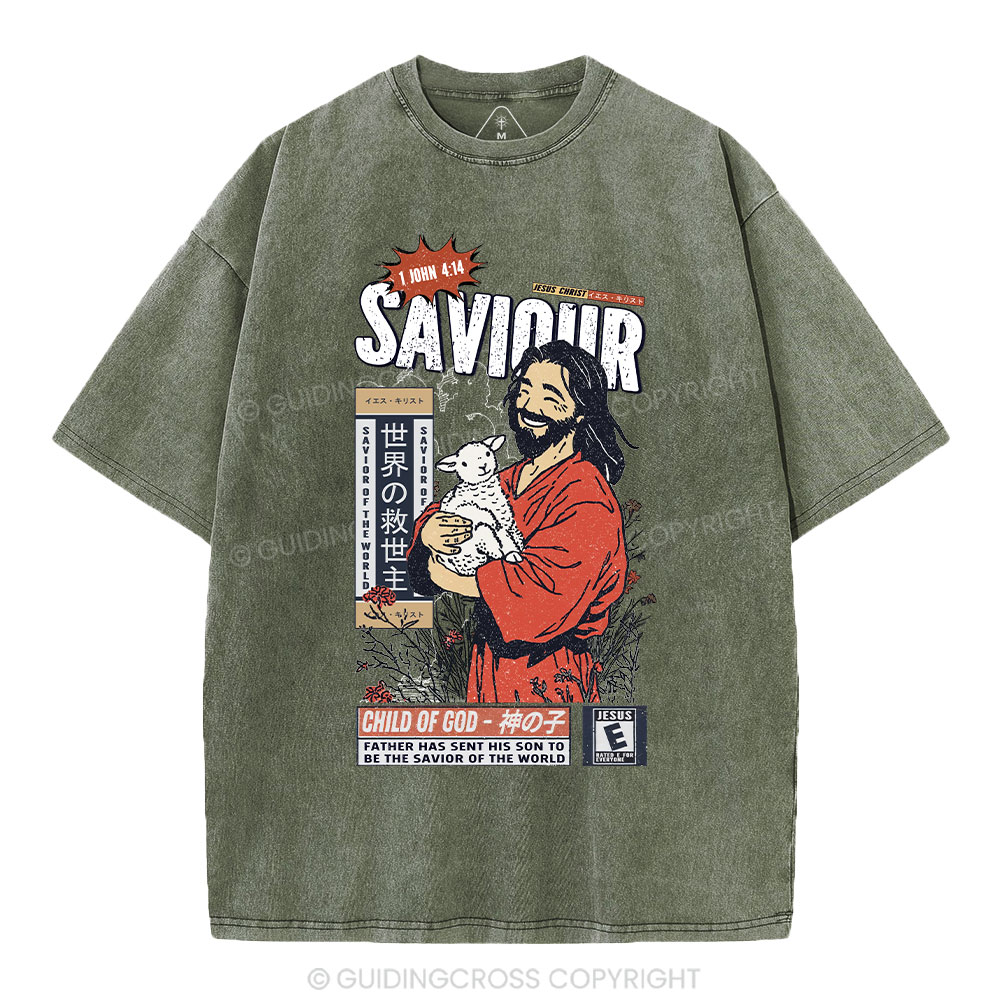 Father Has Sent His Son To Be The Saviour Of The World Christian Washed T-Shirt