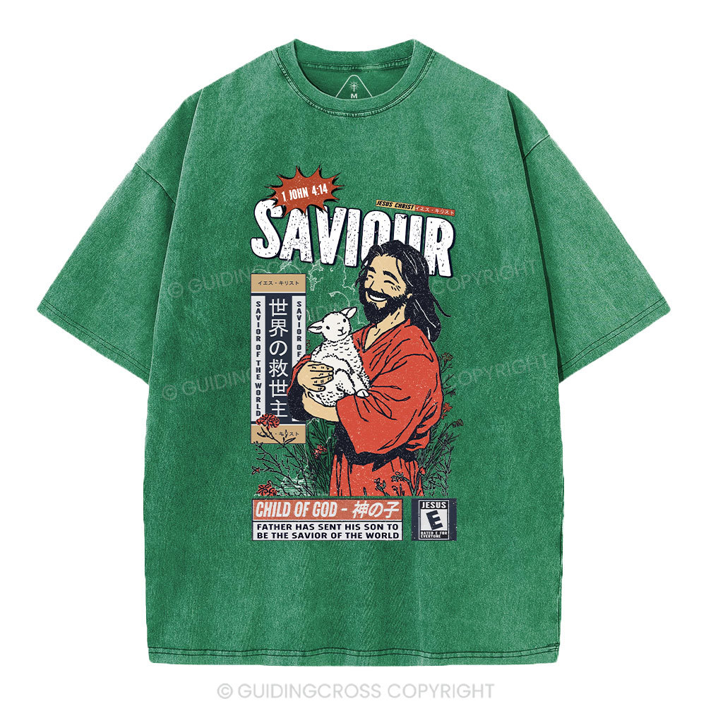 Father Has Sent His Son To Be The Saviour Of The World Christian Washed T-Shirt